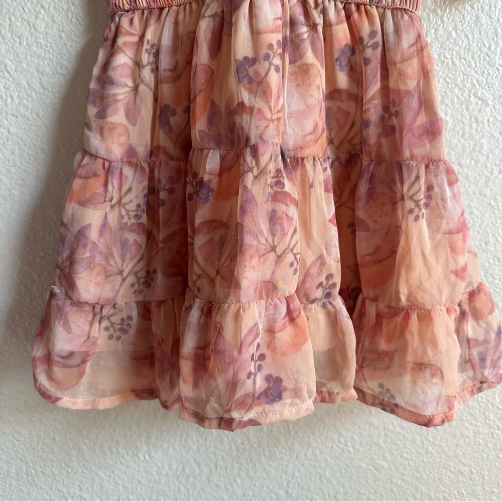 Ivy City Floral Blush Smoked Tiered Dress Baby Girl Size 12-18 Months - Picture 4 of 8